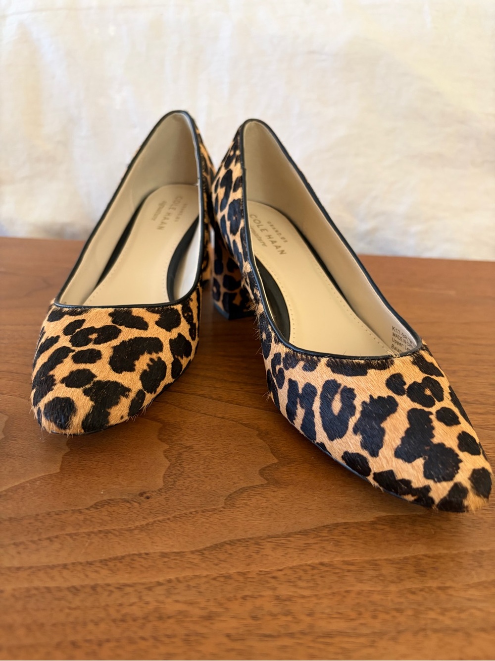 Cole Haan Leopard-Print Block Heel Pumps - Tan & Black